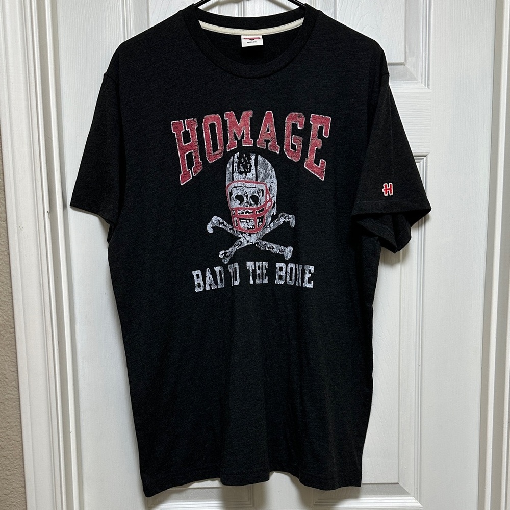 HOMAGE Black T-Shirt with Red and Gray Graphic